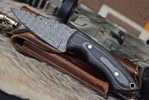 **1st Bid Wins** CFK USA Custom Handmade Ladder Damascus Small Hunter Skinner EDC Micarta Knife