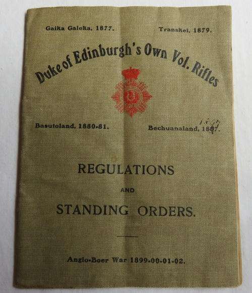BOER WAR REGULATIONS & STANDING ORDERS FOR THE DUKE OF EDINBURGH'S OWN VOL. RIFLES-26 PAGES-GOOD CON