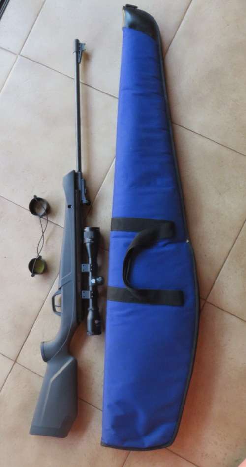 CROSMAN-SHOCKWAVE AIRGUN WITH NIKO STERLING 4X32 SCOPE & RIFLE BAG-NITRO PISTON-LIKE NEW-MODEL:E.CSN