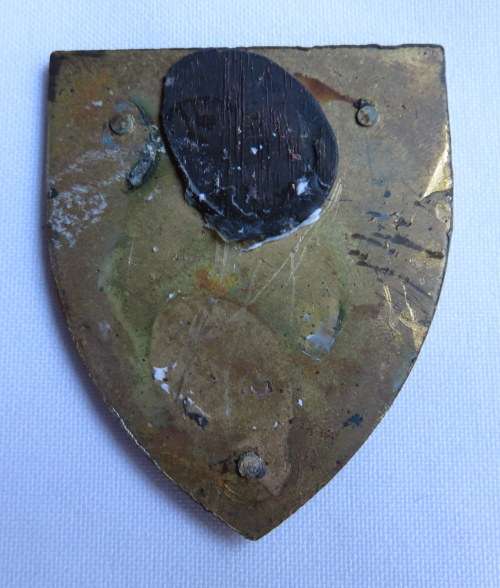 SA INFANTRY BATTALION FLASH- 1ST ISSUE-YELLOW TYPE-NO PINS