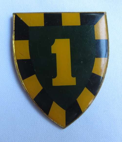 SA INFANTRY BATTALION FLASH- 1ST ISSUE-YELLOW TYPE-NO PINS
