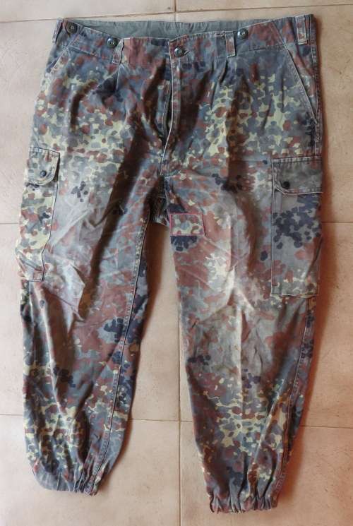 197-99 GERMAN MARQUARDT & SCHULZ PATTERN CAMO TROUSERS-SIZE 36 PIPE LENGTH 65CM