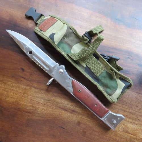 AK 47 BAYONET STYLE FOLDING KNIFE WITH SHEATH MADE FROM HIGH CARBON STAINLESS STEEL-TOTAL LENGTH  36