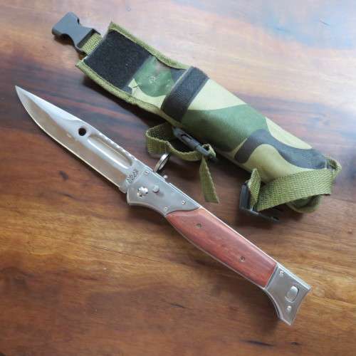AK 47 BAYONET STYLE FOLDING KNIFE WITH SHEATH MADE FROM HIGH CARBON STAINLESS STEEL-TOTAL LENGTH  36
