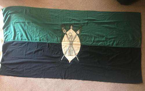 RHODESIAN AFRICAN RIFLES FLAG-EXTREMELY RARE-MAKERS LABEL-WILLIAM SMITH & GOUROCK-MEASURES 183X93 CM