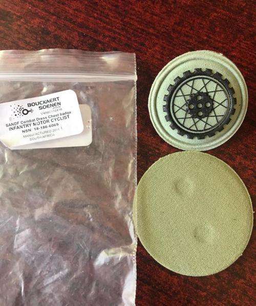 SANDF COMBAT BREAST BADGE FOR INFANTRY MOTOR CYCLIST