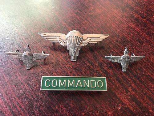 RHODESIA-RARE ZIMBABWE PARACHUTE SET,CAP,COLLARS& TITLE-LUGS INTACT-WORN POST 1980-THE ONE COLLAR WI