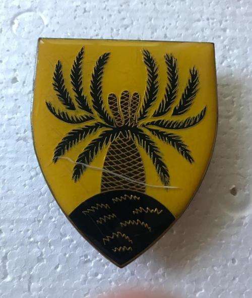 4 SA INFANTRY BATTALION FLASH - 3 PINS- ORIGINAL- YELLOW TYPE