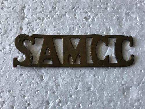 WW1 SA VOLUNTEER UNITS(1915-1918) SHEET METAL BRASS TITLE OF THE SA MOTOR CYCLE CORPS- NO LUGS