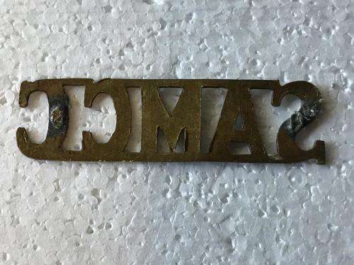 WW1 SA VOLUNTEER UNITS(1915-1918) SHEET METAL BRASS TITLE OF THE SA MOTOR CYCLE CORPS- NO LUGS