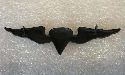 SWA FREE FALL PARACHUTE INSTRUCTOR WING-OXIDISED SILVER & ENAMEL BREAST BADGE- 2 PINS