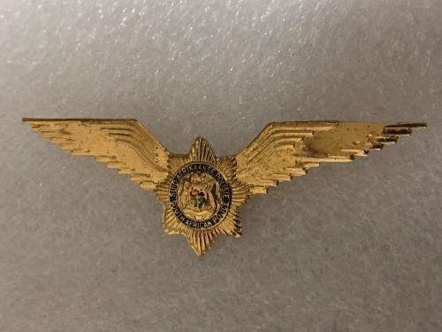 OLD POLICE HELICOPTER PILOT WING GILDING METAL & ENAMEL BADGE -WORN FROM 1988- 2 PINS