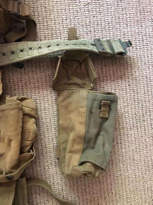 RHODESIAN WEBBING,FOLLOWING SOLD TOGETHER-LARGE BACK PACK,BELT,KIDNEY(SKELETON) KIT,GROUNDSHEET COVE