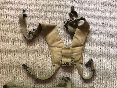 RHODESIAN WEBBING,FOLLOWING SOLD TOGETHER-LARGE BACK PACK,BELT,KIDNEY(SKELETON) KIT,GROUNDSHEET COVE