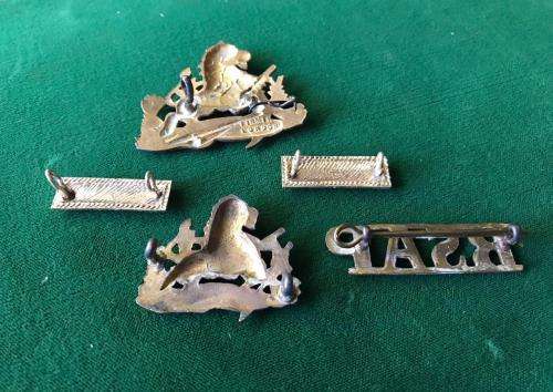 RHODESIAN BSAP BRASS CAP & SHAKO BADGE WITH 2 RANKS & ONE TITLE 19553-1970'S-ONE LUG MISSING