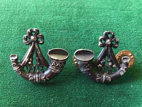 WITWATERSRAND RIFLES COLLAR BADGE PAIR-WORN FROM 1964-PINS INTACT