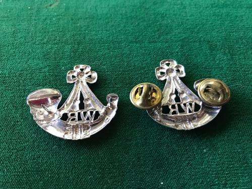 WITWATERSRAND RIFLES COLLAR BADGE PAIR-WORN FROM 1964-PINS INTACT