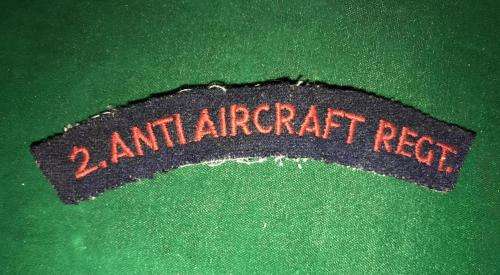 2 ANTI-AIRCRAFT REGT. CLOTH TITLE 1960'S-70'S