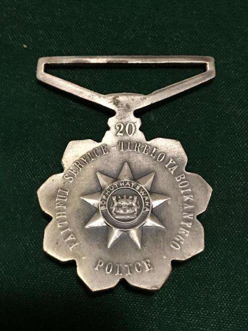 FULL SIZE BOPHUTATSWANA POLICE SERVICE MEDAL FOR 20 YEARS- NO RIBBON