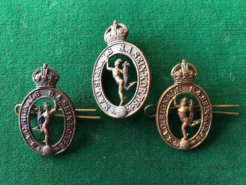 SA CORPS OF SIGNALS CAP & COLLARS -WORN 1939-45-LUGS INTACT