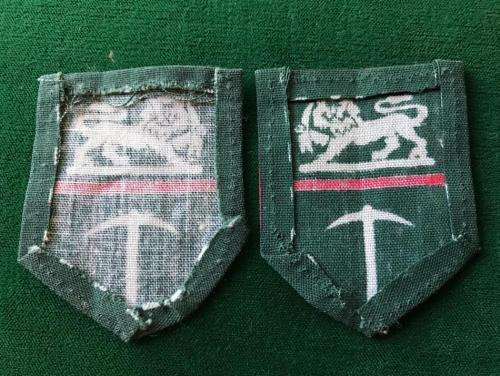 RHODESIA ARMY SHOULDER FLASH PAIR LEFT & RIGHT-PRINTED TYPE