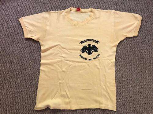 ORIGINAL RHODESIAN LIGHT INFANTRY T SHIRT-LABELLED-SIZE MEDIUM TO LARGE-MEASURES 55CM ARMPIT TO ARMP