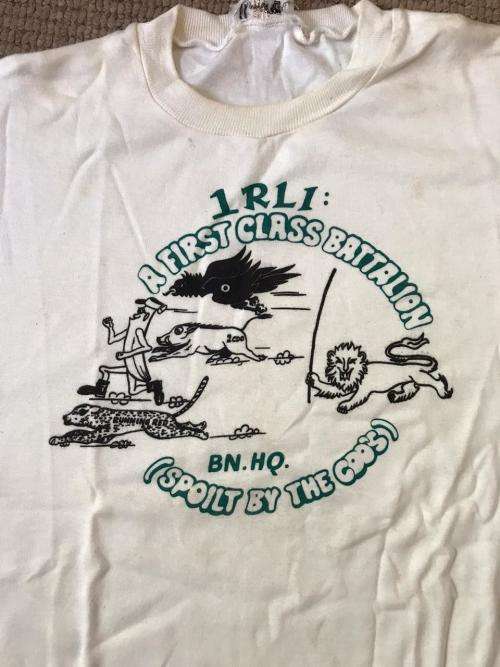 RHODESIAN LIGHT INFANTRY ORIGINAL T SHIRT WITH MONOGRAM LABEL-SIZE LARGE-MEASURES 55CM ARMPIT TO ARM