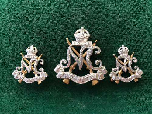 NATAL CARBINEERS BI-METAL CAP AND COLLARS-WORN 1930'S-1964-LUGS INTACT