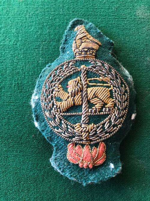 RHODESIA PRISONS SERVICE BULLION WIRE EMBROIDERED CAP BADGE