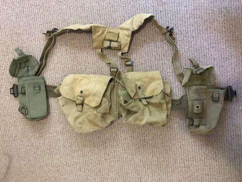 RHODESIAN WEBBING-PADDED YOKE WITH SKELETON KIT,BELT,AMMO AND RADIO POUCH-EXTENDED LENGTH ON BELT IS
