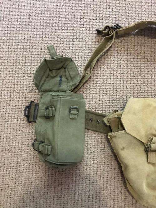 RHODESIAN WEBBING-PADDED YOKE WITH SKELETON KIT,BELT,AMMO AND RADIO POUCH-EXTENDED LENGTH ON BELT IS