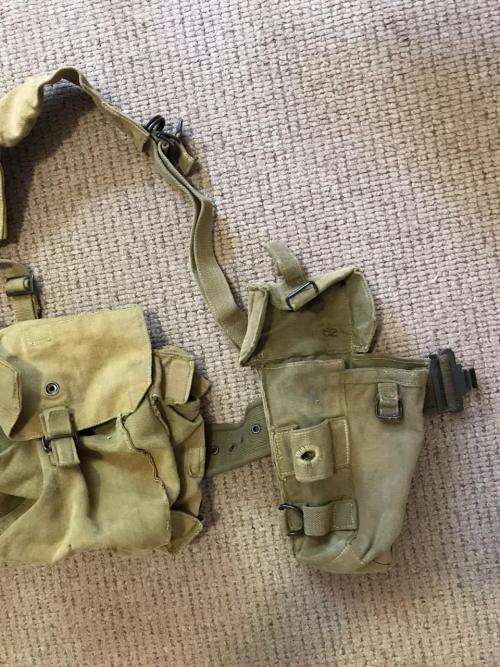 RHODESIAN WEBBING-PADDED YOKE WITH SKELETON KIT,BELT,AMMO AND RADIO POUCH-EXTENDED LENGTH ON BELT IS