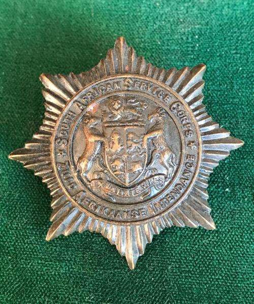 SA SERVICE CORPS CAP BADGE WITH Z- WW1 PERIOD-MEASURES 40X45 MM-2 LUGS-1916-1922