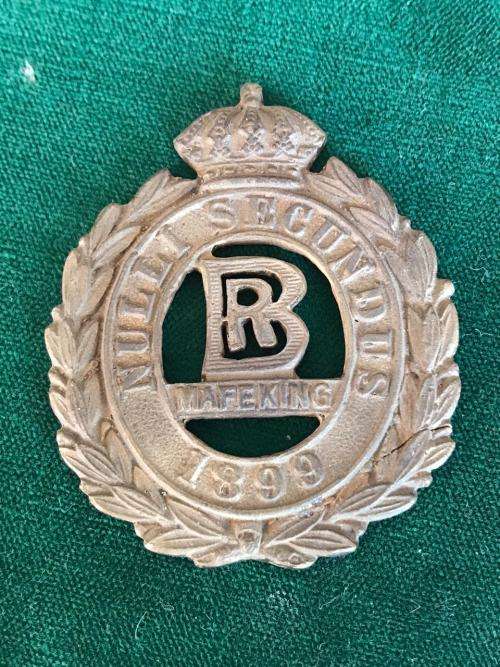 BECHUANALAND RIFLES,BRASS SLOUCH HAT BADGE-WORN 1900-1902-BOER WAR NO LUGS- EXTREMELY SCARCE