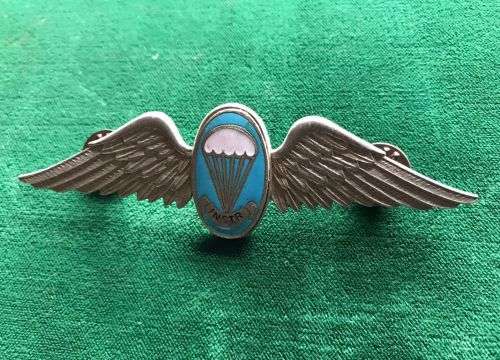 PARA INSTRUCTOR FULL SIZE WING WHITE METAL AND ENAMEL-INTRODUCED LATE 1962- 2 PINS