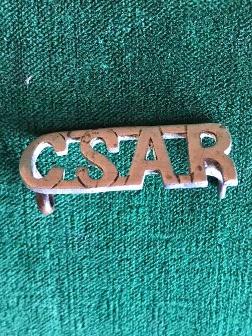 CENTRAL SA RAILWAYS,WHITE METAL TITLE-WORN FROM 1902-1906- 2 LUGS