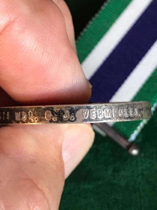 FULL SIZE PRISONS GOOD SERVICE MEDAL (1922) NAMED TO NO 2579 WDR C.J. VERMEULEN