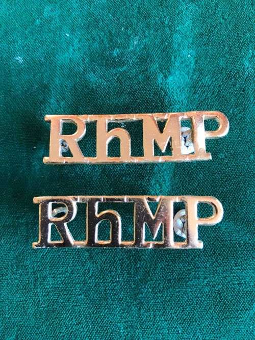 RHODESIAN CORPS OF MILITARY POLICE ANODISED TITLE PAIR-LUGS INTACT- 1970-1980