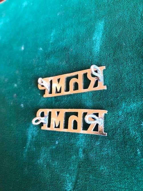 RHODESIAN CORPS OF MILITARY POLICE ANODISED TITLE PAIR-LUGS INTACT- 1970-1980