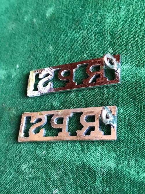 RHODESIA PRISON SERVICE SHOULDER TITLE PAIR- 2 LUGS MISSING-1970-80