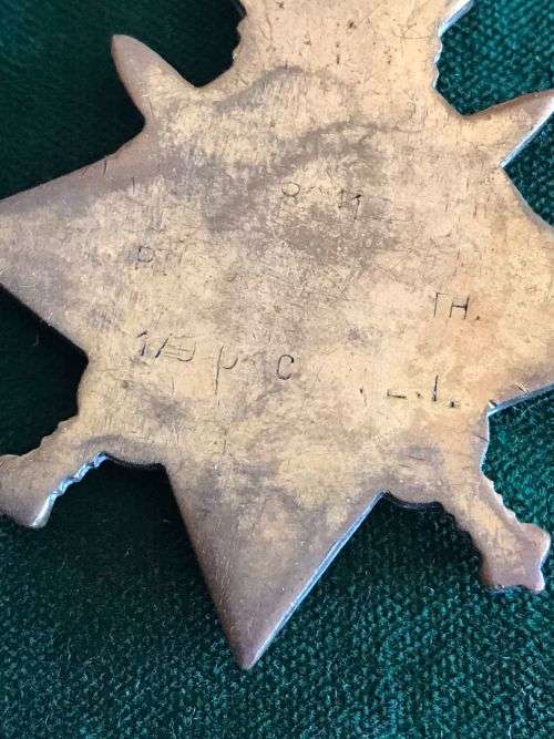 WW1 FULL SIZE 1914 STAR WITH 5TH AUG- 22ND NOV 1914-CLASP-THE NAME ON THE BACK IS UNRECOGNISABLE BUT