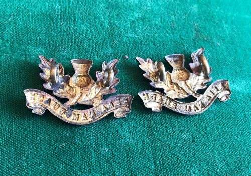TRANSVAAL SCOTTISH COLLAR BADGE PAIR-WORN POST 1902- LUGS INTACT