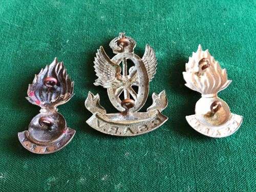 CENTRAL SOUTH AFRICAN RAILWAY VOLUNTEERS,CAP BADGE AND COLLARS-WORN 1902-1913-WHITE METAL-ALL LUGS I