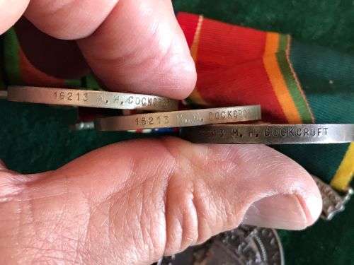 FULL SIZE MEDAL GROUP TO A SOUTH AFRICAN AND NAMED TO 16213 M.H. COCKROFT-THE EFFICIENCY MEDAL IS NA