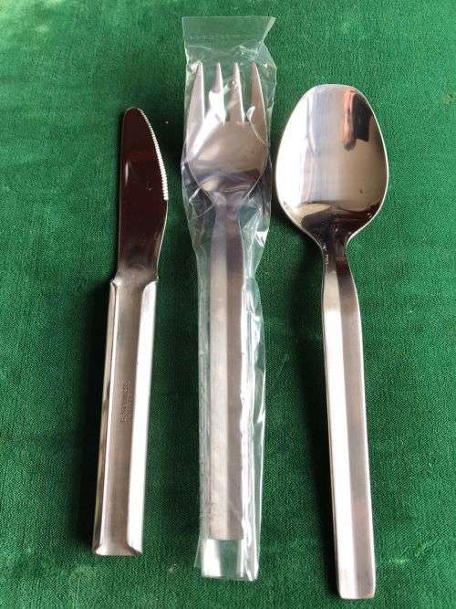 SADF PERIOD `PIKSTEL` KNIFE FORK AND SPOON-CONDITION NEW-NEVER USED-BOXED-STAINLESS STEEL