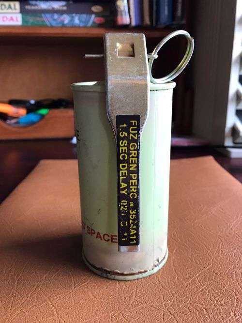 SADF PERIOD COLOURED (RED) SIGNAL, SMOKE GRENADE -INERT
