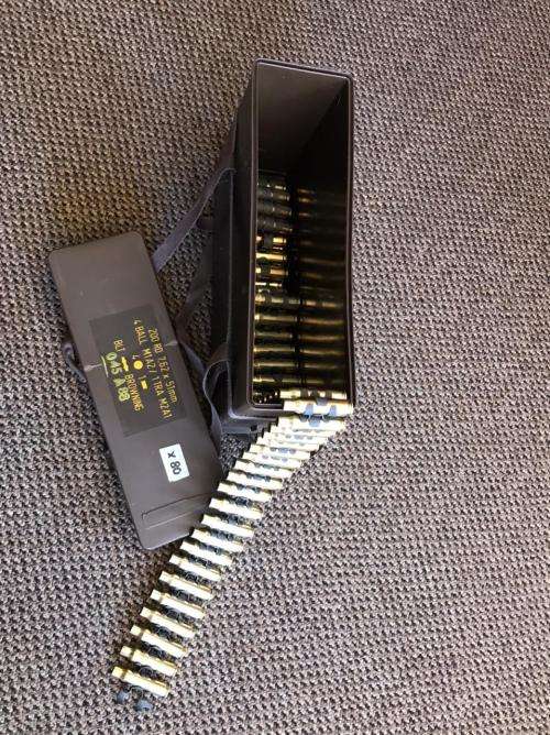 7,62 MM MACHINE GUN BELT WITH PLASTIC BOX-LENGTH OF THE BELT IS 1,4M