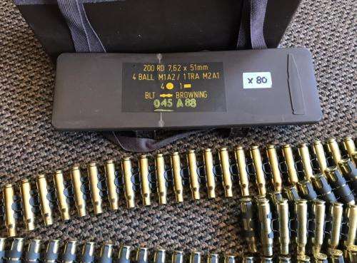 7,62 MM MACHINE GUN BELT WITH PLASTIC BOX-LENGTH OF THE BELT IS 1,4M