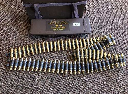 7,62 MM MACHINE GUN BELT WITH PLASTIC BOX-LENGTH OF THE BELT IS 1,4M