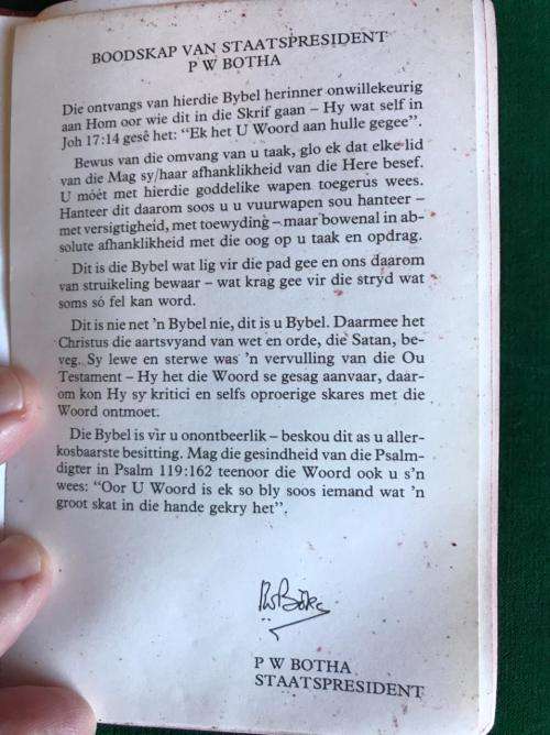 SADF BORDER WAR PERIOD, POCKET SIZE BIBLE ISSUED TO SA TROOPS-GOOD CONDITION